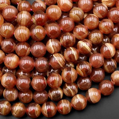 Aaa Natural Honey Brown Rhodochrosite Mm Mm Round Beads Caramel Bands