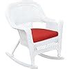 Amazon Jeco Rocker Wicker Chair With Red Cushion Set Of White