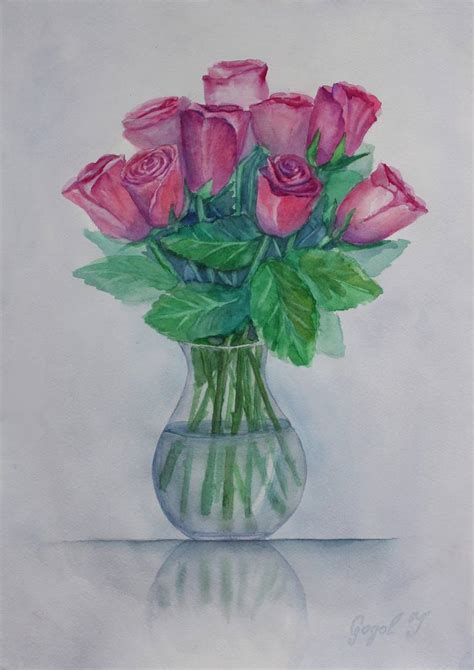 Drawings Of Roses In A Vase