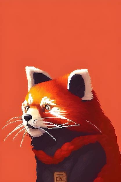 Premium AI Image | Red panda in pixel style