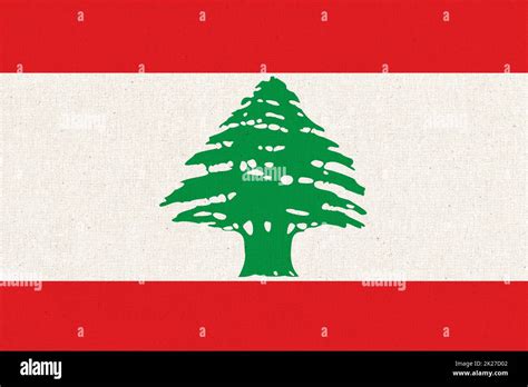 Flag of Lebanon. lebanese flag on fabric surface. Fabric Texture Stock Photo - Alamy