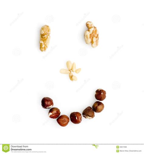 Healthy Diet Concept Smiley Face Arranged From Dry Walnuts Hazelnuts