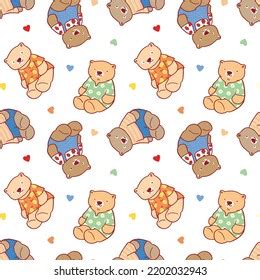 Seamless Pattern Hand Drawn Cartoon Bear Stock Vector Royalty Free