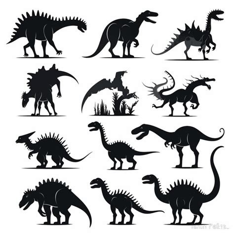 Un Grupo De Siluetas De Dinosaurios En Varias Poses Generativas Ai