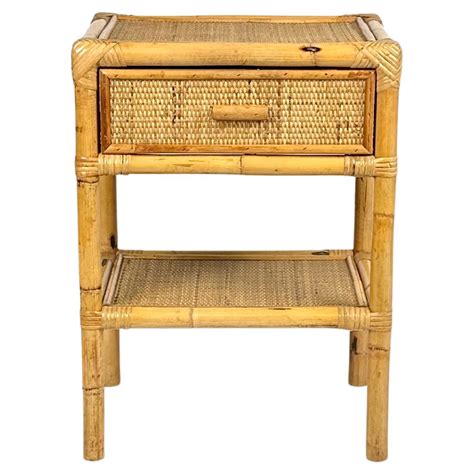 Midcentury Bedside Table Nightstand In Bamboo And Rattan Italy S