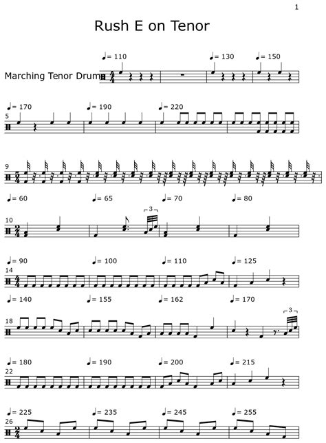 Rush E On Tenor Sheet Music For Marching Tenor Drums