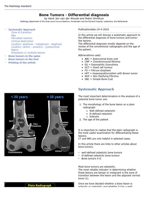 Bone Tumors Differential Diagnosis | PDF | Bone | Benign Tumor