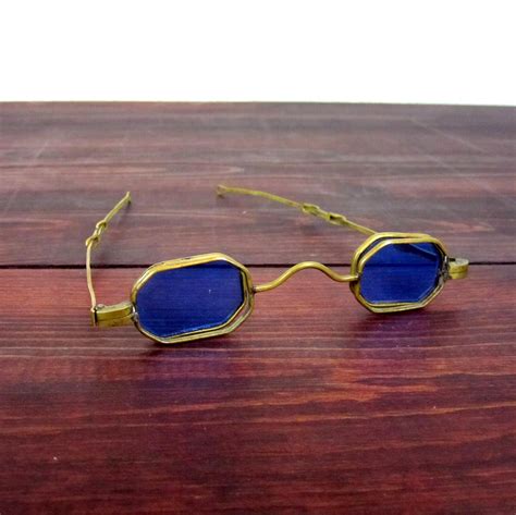 Antique Victorian Colored Eyeglasses Brass Flip Lens By Midmod