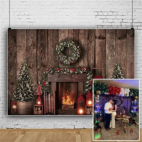 Amazon Leowefowa X M Vinyl Backdrop Xmas Fireplace Rustic