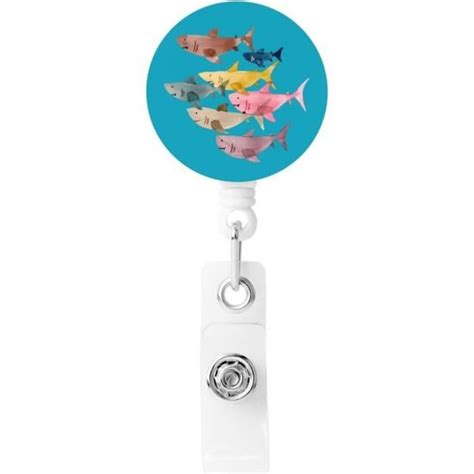 Porte Badge Rétractable Imprimé Poisson Coloré Bobine De Badge Pour