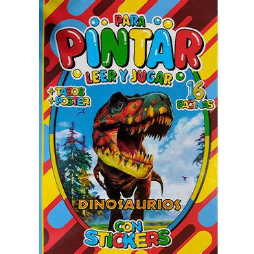 LIBRO DINOSAURIOS PARA COLOREAR LEER Y JUGAR 16 PAG STICKERS 1673