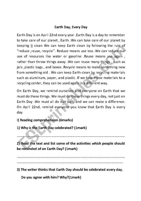 Earth Day Esl Worksheet By Halofi