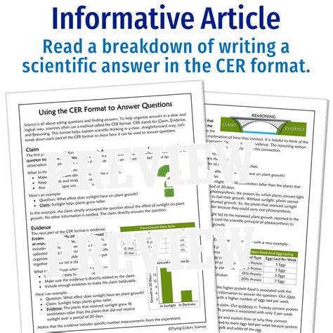 Science Cer Reading And Worksheet Flying Colors Science