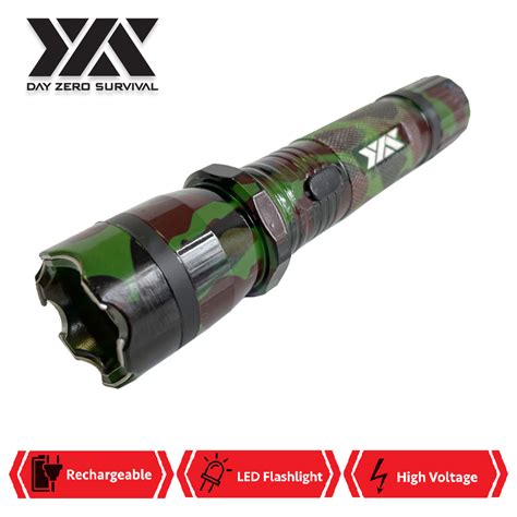 Dzs Green Camo Metal Stun Gun Million Volt Rechargeable W