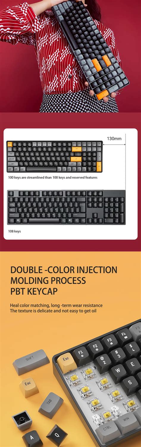 Aigo A100 Gaming Mechanical Keyboard 2 4G Wireless USB Type C Wired Blue Switch 100 Key Hot Swap