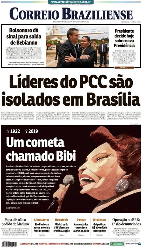 Capa Correio Braziliense Quinta De Fevereiro De