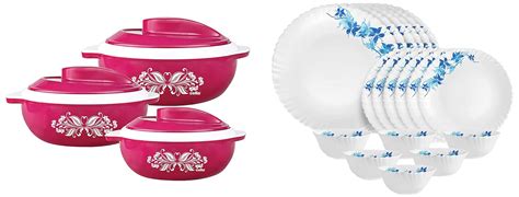 Buy Cello Hot Serve Plastic Casserole Set Pink Ml Ml Ml Pieces Opalware