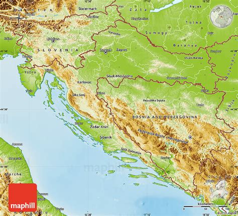 Physical Map of Croatia