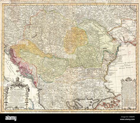 1752 Homann herederos Mapa de Hungría los Balcanes el norte de Grecia