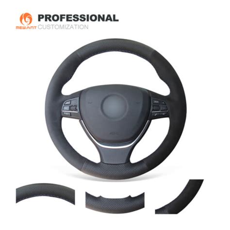 Black Genuine Leather Suede Car Steering Wheel Cover For Bmw F F