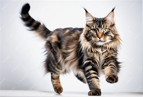 Premium Ai Image Cute Maine Coon Cat On A White Background