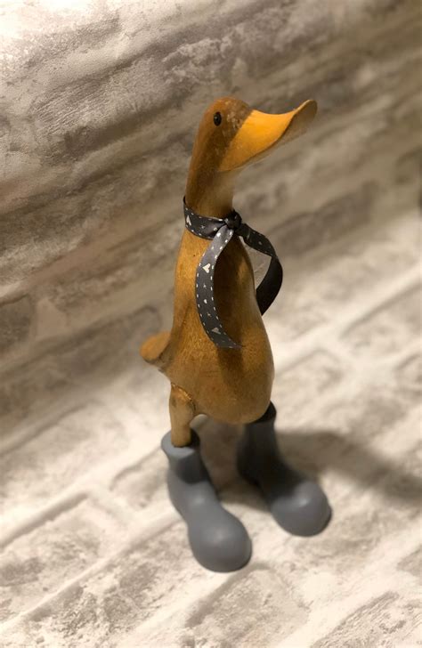 Decorated Wooden Ducks Grey Boots Etsy Uk