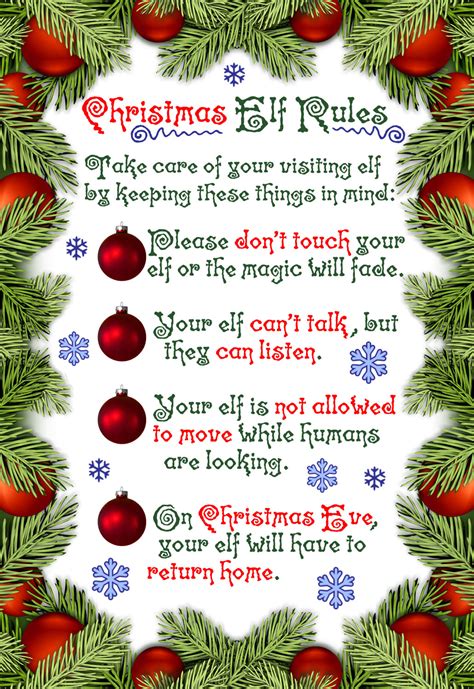 Elf Rules Printable