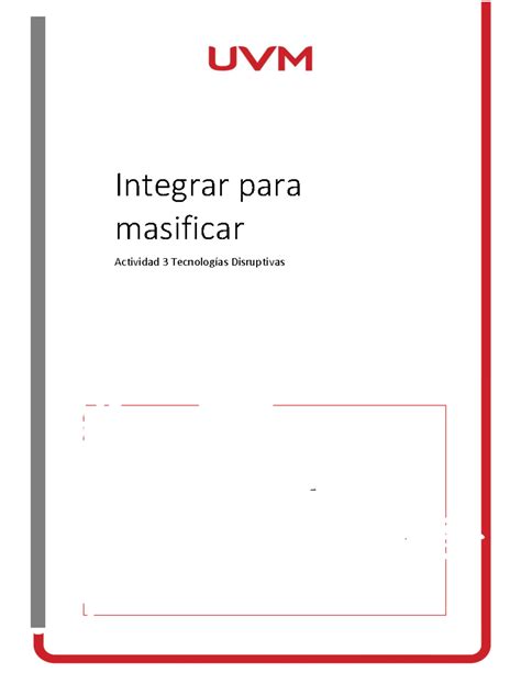 A Integrar Para Masificar Integrar Para Masificar Actividad