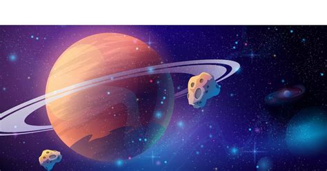 Saturn space background with asteroid, outer space, Illustrations ft ...