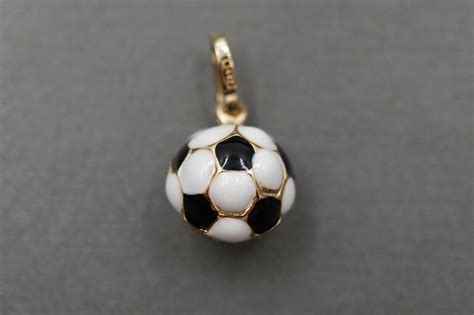 K Yellow Gold Mm Hollow Enamel Soccer Ball Charm Pendant Men Women