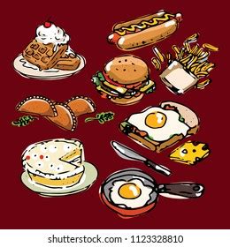 Delicious Breakfast Illustration Menu Doodle Vector Stock Vector