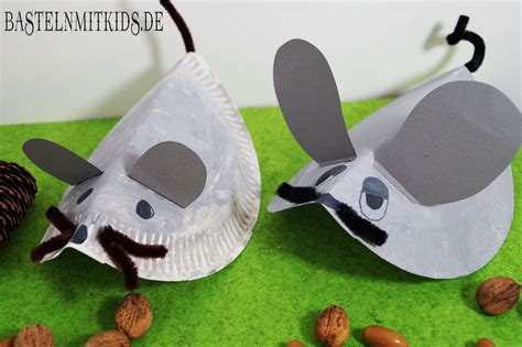 Eine Maus basteln mit Papiertellern - Basteln mit Kindern