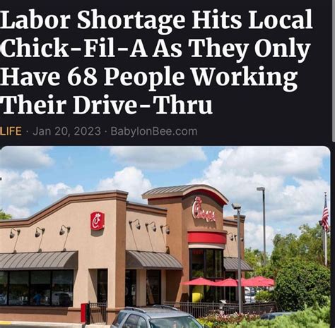 Labor Shortage Hits Local Chick Fil A As They Only Have 68 People