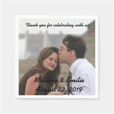 Personalized Engagement / Wedding Photo Napkins | Zazzle