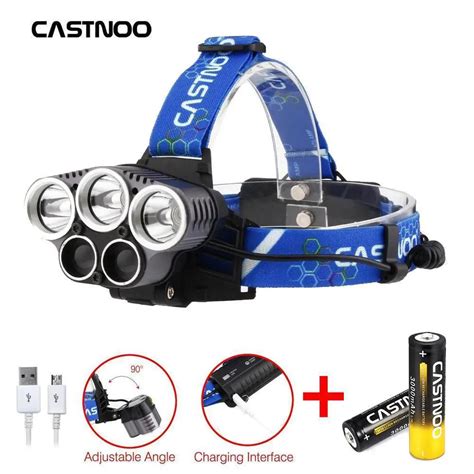 Ultra Bright 5 Modes Headlamp 80000 LM T6 5 LED Headlight USB Charge