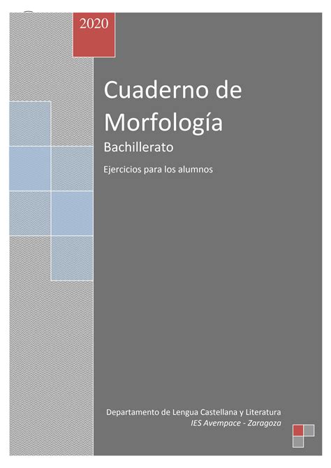 SOLUTION 000 Bis Cuaderno De Morfolog A Solo Ejercicios Para Los