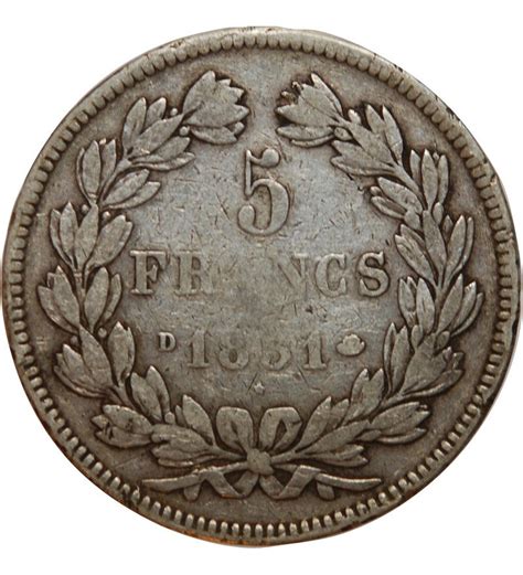 5 Francs Louis Philippe 1831 D Lyon Tête Laurée Tranche En Creux