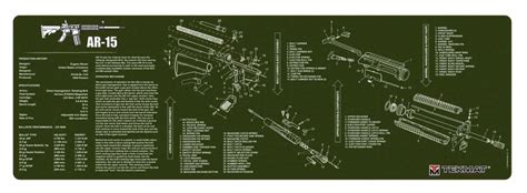 TekMat TEKR36AR15OD Original Cleaning Mat AR-15 Parts Diagram 12" x 36" OD Green | The Castle Arms