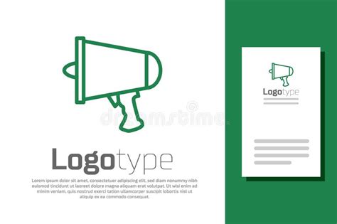 Green Line Spread the Word, Megaphone Icon Isolated on White Background. Logo Design Template ...