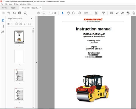 Dynapac Vibratory Roller Cc Hf Operating Maintenance Instruction