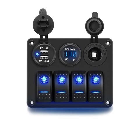 Way Combo Switch Panel With Dual Usb Charging Color Screen Voltmeter