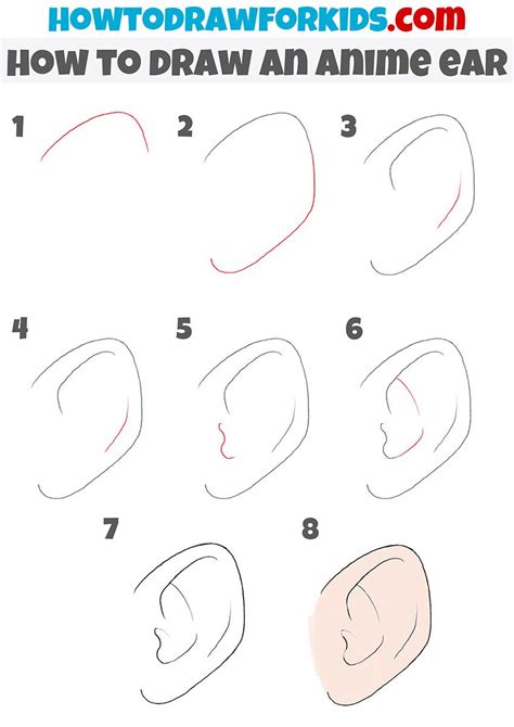 How To Draw An Anime Ear Step By Step Anime Drawings Tutorials