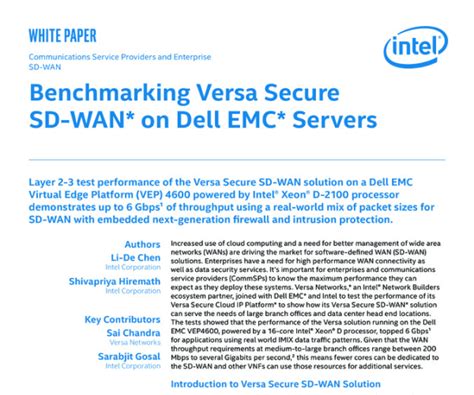 Benchmarking Versa Secure Sd Wan On Dell Emc Servers