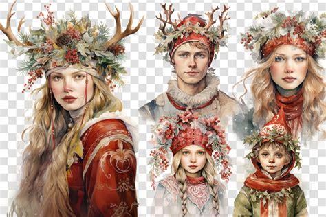 Nordic Yule Festive Folklore Clipart Bundle Scandinavian Christmas