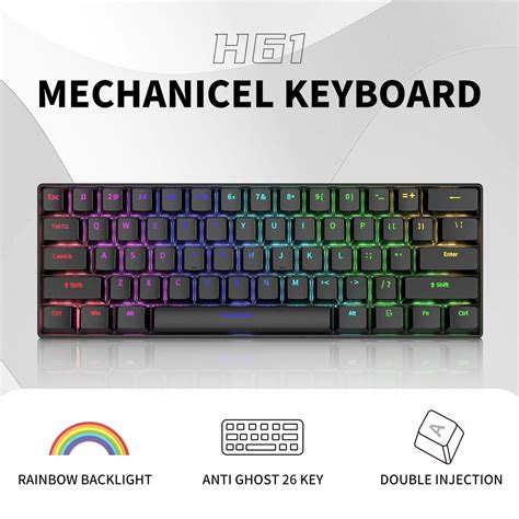 Zifriend H61K Wired Mechanical Keyboard Blue Red Brown Switch 61 Keys