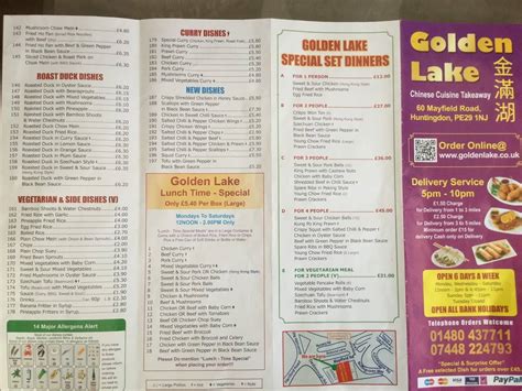 Menu at Golden Lake fast food, Huntingdon