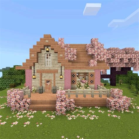 Pink House | Casas minecraft, Casas minecraft fáceis, Ideias de minecraft