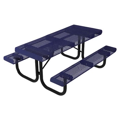 RHINO 6 Foot Rectangular Pattern Punched Steel Picnic Table Park Tables