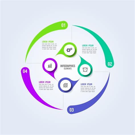 Elementos de plantilla de negocio de infografía de pasos circulares