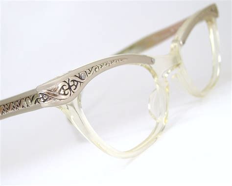 Vintage 50s Glasses Cat Eye Eyeglasses Frame Filigree Never